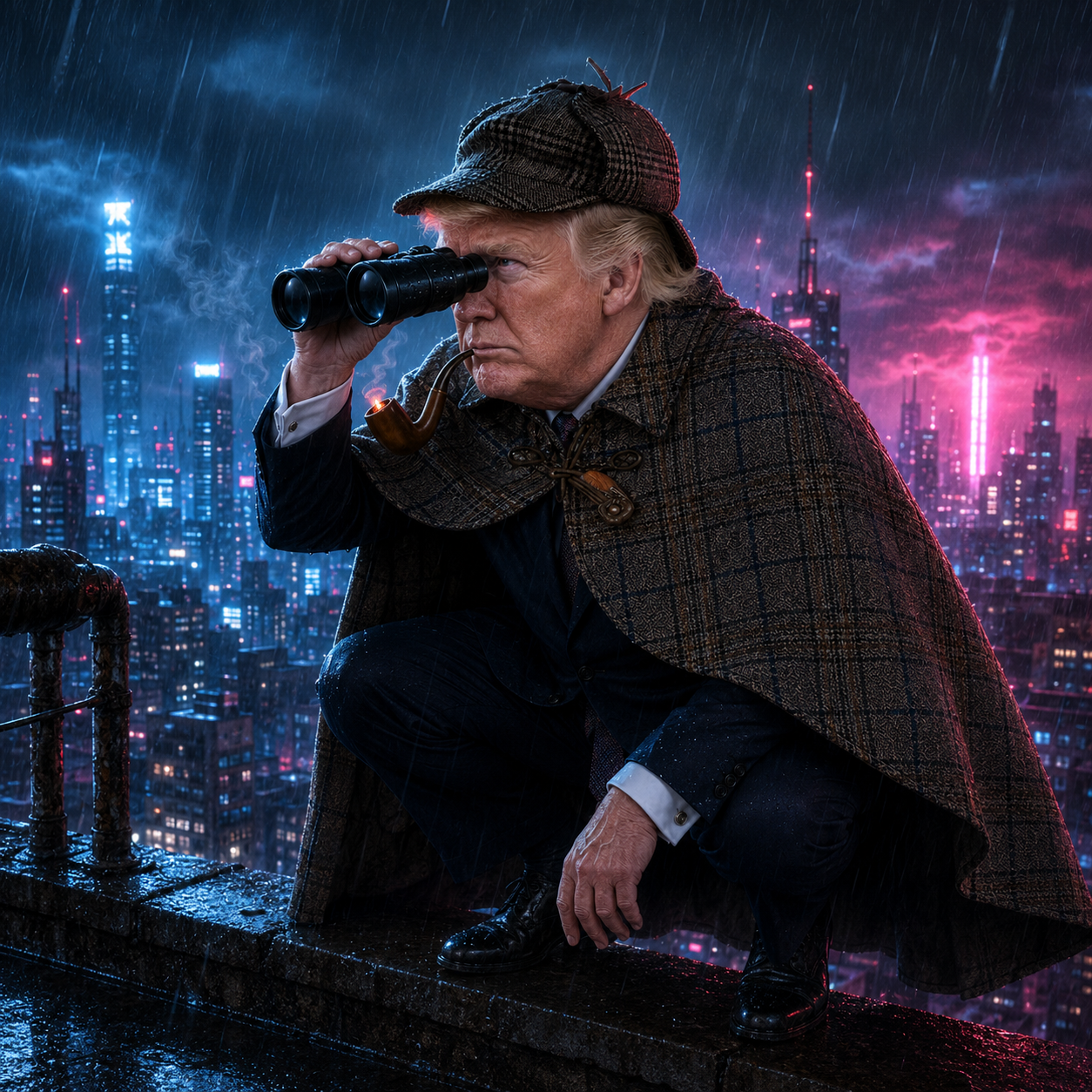PipeTrump on the rooftop stakeout